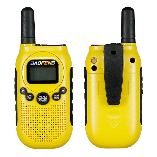 Baofeng Walkie-Talkie-Set BF-T6 bis zu 2 km Reichweite aufladbar mit integrierter Taschenlampe gelb Bild 1