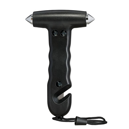 Benson Automotive 2-in-1 Notfallhammer mit Gurtschneider und beidseitiger Metallspitze schwarz Bild 1