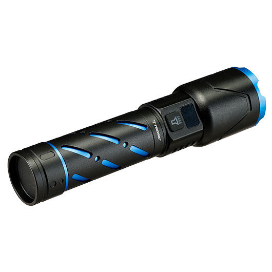 Trizand taktische LED-Taschenlampe 800 Lumen 3 Leuchtmodi inkl. Strobe aufladbar inkl. Handschlaufe und USB-C-Kabel schwarz-blau Bild 4