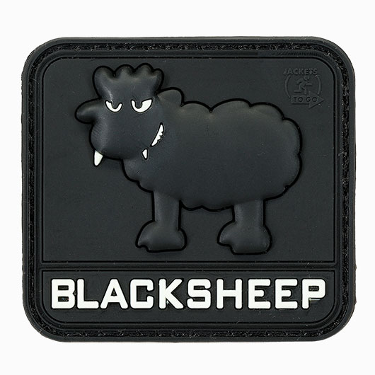 JTG 3D Rubber Patch mit Klettfl�che Black Sheep mit Leuchteffekt schwarz
