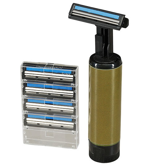 BCB Reiserasierer Twist Razor faltbar inkl. 4 Ersatzklingen oliv