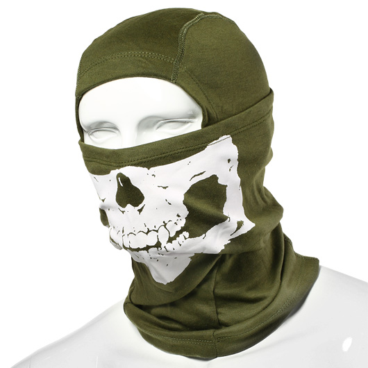 101 INC. Sturmmaske Totenkopf-Motiv oliv