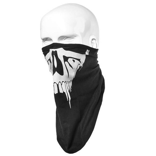 Gesichtstuch mit Klettverschluss Halloween Totenkopf schwarz aus elastischer Baumwolle