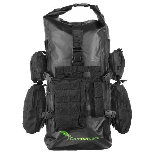 Schwimmfhiger Rucksack ComBatSack 40 Liter MOLLE schwarz mit 6 Auentaschen Bild 1