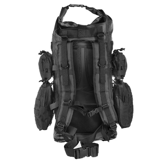 Schwimmfhiger Rucksack ComBatSack 40 Liter MOLLE schwarz mit 6 Auentaschen Bild 4