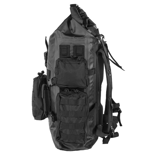 Schwimmfhiger Rucksack ComBatSack 40 Liter MOLLE schwarz mit 6 Auentaschen Bild 6