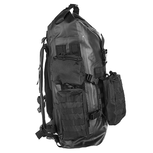 Schwimmfhiger Rucksack ComBatSack 40 Liter MOLLE schwarz mit 6 Auentaschen Bild 7