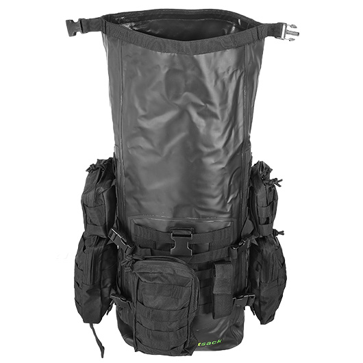 Schwimmfhiger Rucksack ComBatSack 40 Liter MOLLE schwarz mit 6 Auentaschen Bild 9