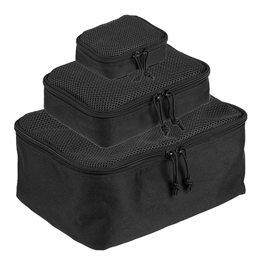 Mil-Tec Netztaschen Set Netz Pouch schwarz 3-teilig