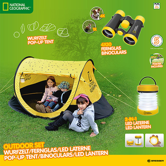 National Geographics Outdoor Kids Camping Set inkl. Zelt, 4x30 Fernglas, Laterne Bild 5