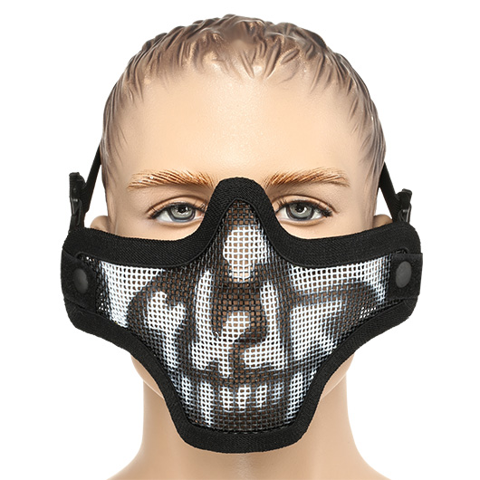 ASG Strike Systems Full Mesh Mask Airsoft Gittermaske mit Totenkopf Lower Face schwarz Bild 1