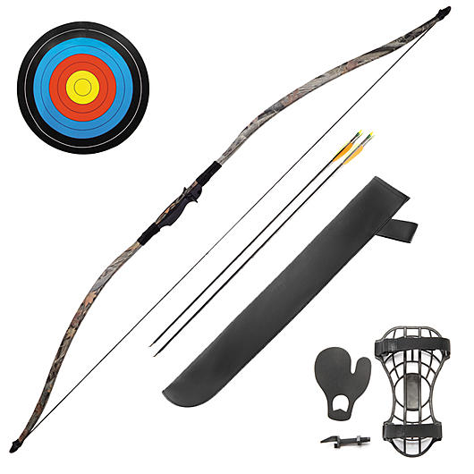 Poe Lang Recurve Langbogen Set 30-35 lbs inkl. Zubehr fr Links- und Rechtshnder tarnfarben