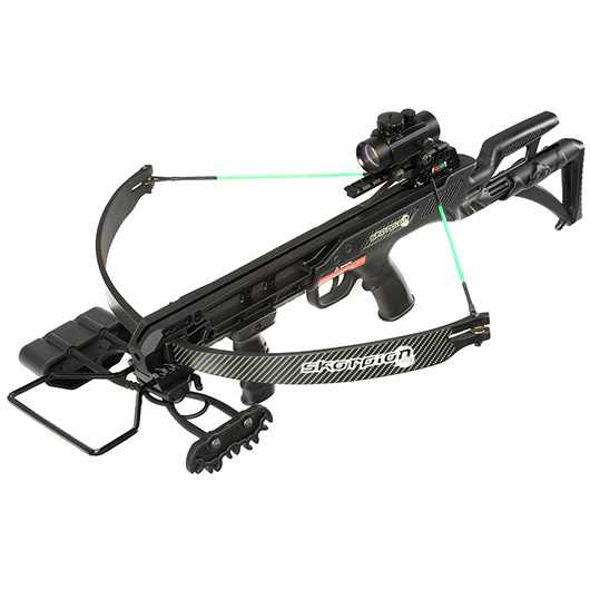 Compound Armbrust Skorpion XBH TCT 175 lbs schwarz inkl. Red Dot, Frontgriff, Pfeilkcher und Spannhilfe