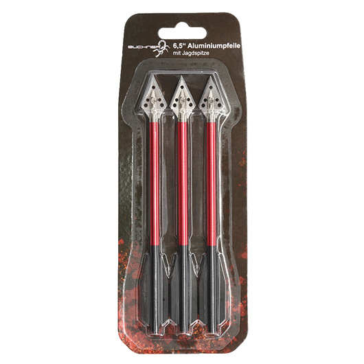Armbrustpfeile 6,5  Aluminium mit Jagdspitze schwarz/rot 3er Pack Bild 6