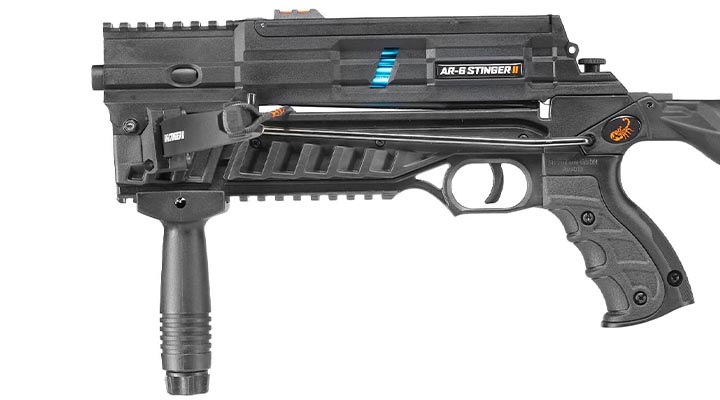 Steambow Repetierarmbrust AR-6 Stinger II Tactical Version 2023 mit Magazin 55 lbs schwarz inkl. 6 Pfeile Bild 8