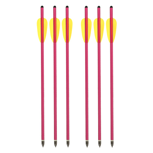 MadBull Armbrustpfeil rot 14 Zoll (ca. 35,5cm) 6er Pack mit Spitze Halbmond Nock