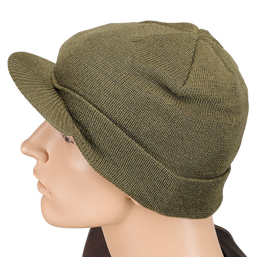 US Watch Cap mit Schirm Wolle oliv Bild 3