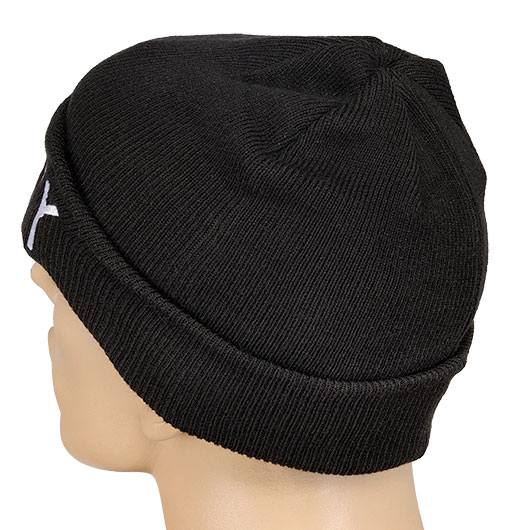 Rollstrickm�tze schwarz mit Security bestickt Bild 1