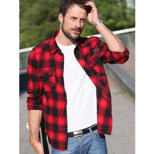 Brandit Checkshirt schwarz/rot kariert Bild 2