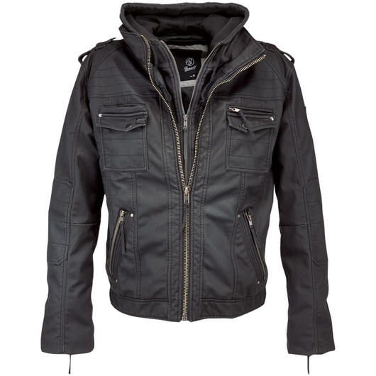 Brandit Lederjacke Black Rock schwarz