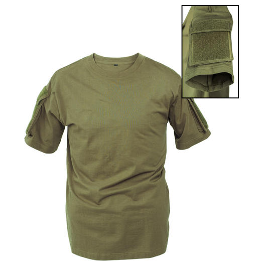 Mil-Tec Tactical T-Shirt mit Kletttaschen oliv