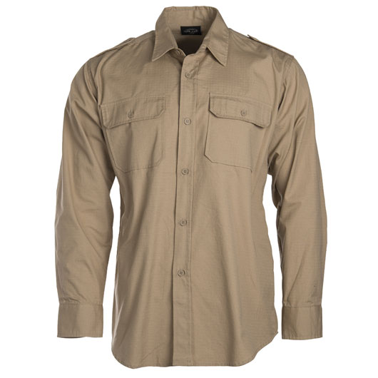 Mil-Tec Tropenhemd Langarm Khaki, Ripstop