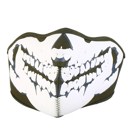 101 INC Neopren Halb-Gesichtsmaske Skull 3D grn Bild 3