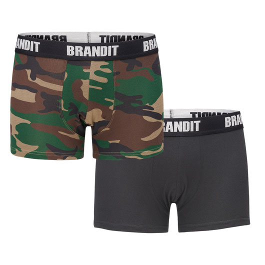 Brandit Boxershorts Logo 2er Pack woodland/schwarz