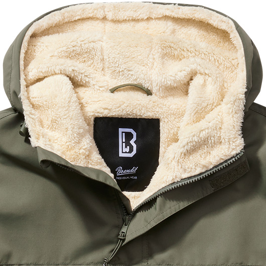 Brandit Windbreaker Sherpa oliv Teddyfell wind- und wasserabweisend Bild 1