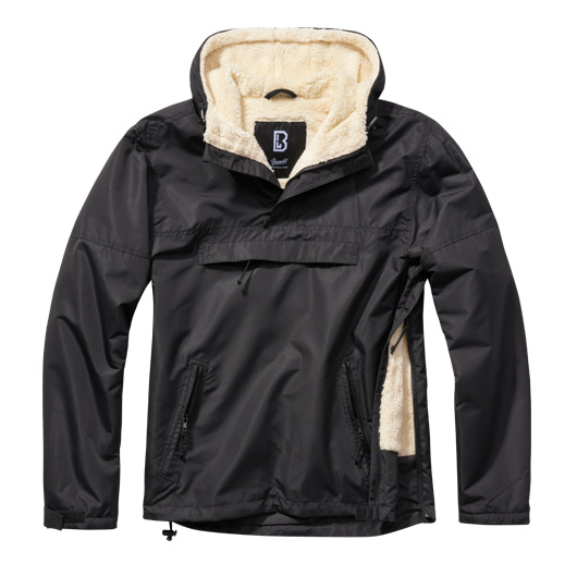 Brandit Windbreaker Sherpa schwarz Teddyfell wind- und wasserabweisend