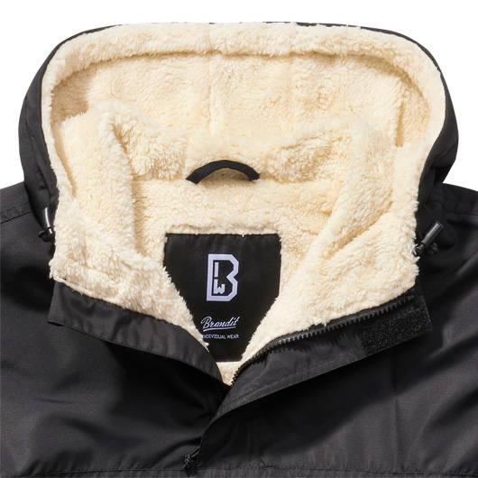 Brandit Windbreaker Sherpa schwarz Teddyfell wind- und wasserabweisend Bild 1