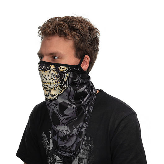 101INC. Gesichtsmaske mit Ohrschlaufe Yellow Skull