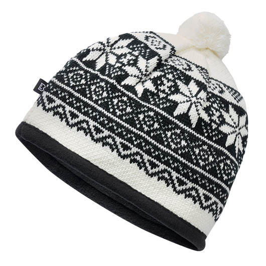 Strickmtze mit warmen Fleeceeinsatz,  Snow Cap wei/schwarz