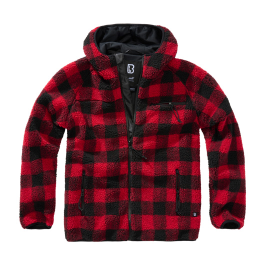 Brandit Jacke Teddyfleece Worker rot/schwarz karriert