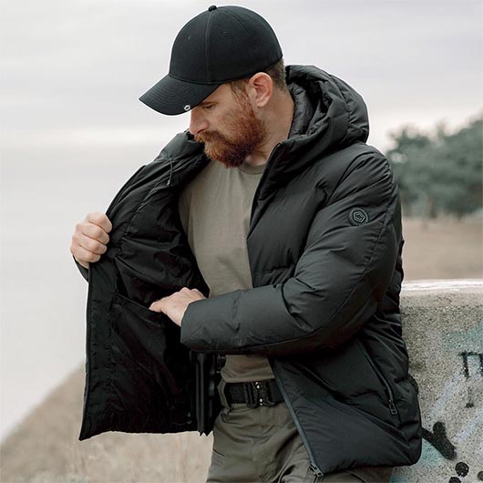 Pentagon Winterjacke Omega Daunen schwarz wasserabweisend und winddicht Bild 4