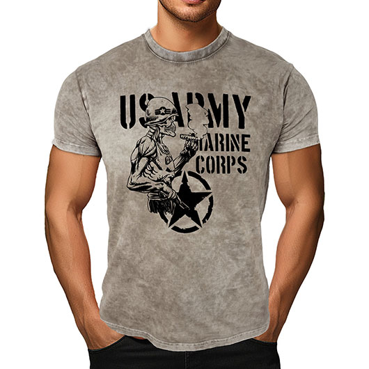 GASOLINE Bandit T-Shirt US Army Marine Corbs Farbe Husky Ash