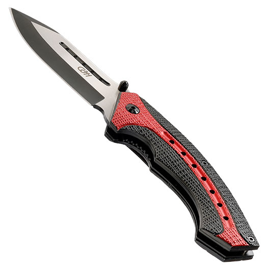 CJH Einhandmesser schwarz rot mit Aluminium-Griff Bild 6