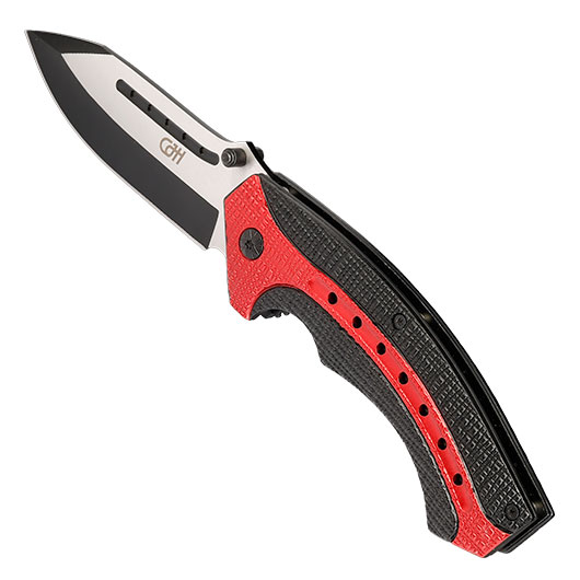 CJH Einhandmesser schwarz rot mit Aluminium-Griff Bild 7