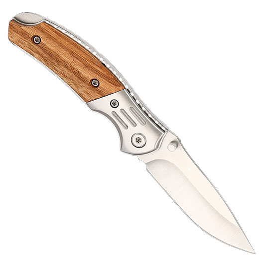 Albainox Einhandmesser mit Holz Griffschalen im Zebramuster Bild 1