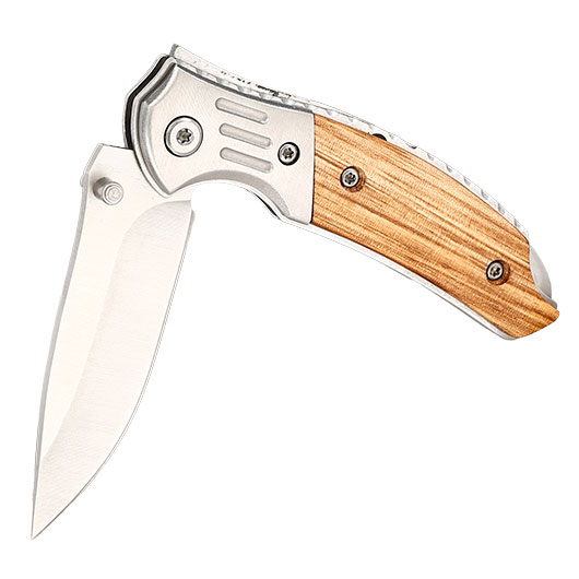 Albainox Einhandmesser mit Holz Griffschalen im Zebramuster Bild 2