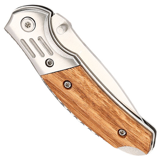 Albainox Einhandmesser mit Holz Griffschalen im Zebramuster Bild 4