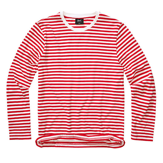 Brandit Jersey Shirt gestreift Langarm rot-wei�