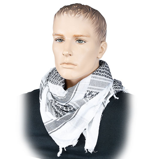 101 INC PLO Schal Shemagh extrafein gewebt schwarz-wei�