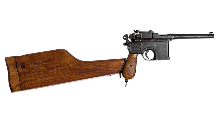 Mauserpistole C96 mit Gewehrschaft aus Holz