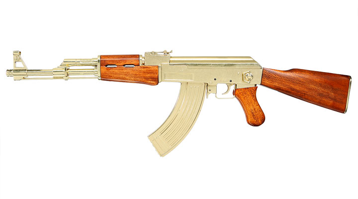 Dekowaffe Kalashnikov AK47 Sadam-Ausfhrung goldfarben Bild 1