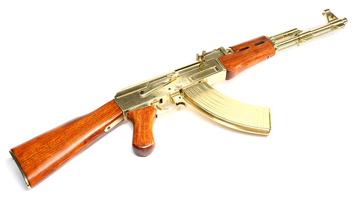 Dekowaffe Kalashnikov AK47 Sadam-Ausfhrung goldfarben Bild 7