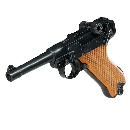 ME Modell P08 Parabellum Vollmetall Dekopistole WWII br�niert mit Holzgriffschalen Bild 11