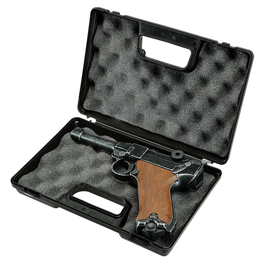 ME Modell P08 Parabellum Vollmetall Dekopistole WWII antik-look mit Holzgriffschalen Bild 4
