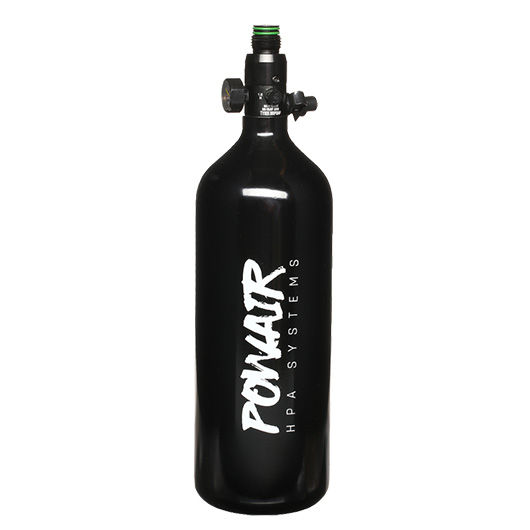 PowAir HPA Tank 1,0L / 62ci mit Regulator 3000 PSI fr Painball/Airsoft schwarz