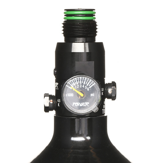 PowAir HPA Tank 1,0L / 62ci mit Regulator 3000 PSI fr Painball/Airsoft schwarz Bild 2